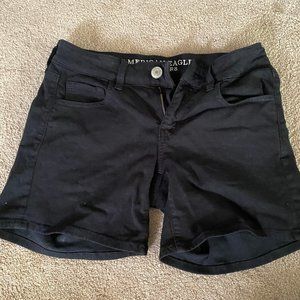 American Eagle Black Midi Shorts